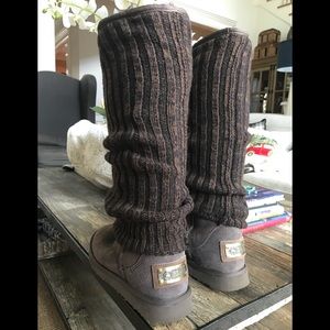 Australia Luxe Brown Frame Knit Sweater Boots
